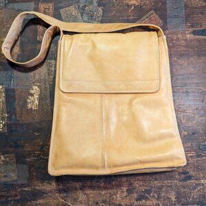 Chaos Collection Messenger style Purse/Laptop Bag - Butter yellow Leather